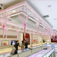 玫瑰花 线帘珠宝店金店装饰商场美容院吊顶隔断门帘 橱窗布置挂饰 粉色(一米宽2米高+绑花)