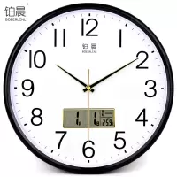 静音挂钟创意时尚石英钟表简约时钟客厅卧室钟表现代家庭挂表 35cm黑盘金针液显 以厘米为准