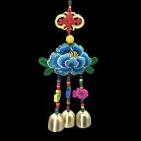 铃铛声音挂门招财铺开门大风铃防盗门把手门铃迎宾玻璃门挂件 蓝牡丹花