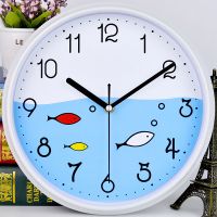 【小猪佩奇】挂钟客厅欧式创意个性儿童卡通石英钟静音时钟电子表 31cm小鱼白