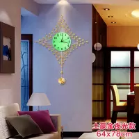 钟表挂钟客厅家用装饰墙上免打孔卧室时尚创意静音摇摆挂表石英钟 [金色款]夜光盘[64*78CM]