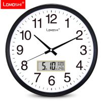 静音挂钟创意时尚石英钟简约时钟客厅卧室钟表现代家庭挂表 35cm[日历款]黑白盘