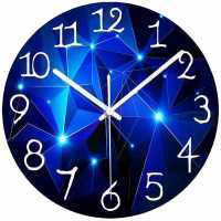 新款创意钟表挂钟客厅时钟静音卧室石英钟简约时尚家用挂表免打孔 蓝色星空 30厘米大号