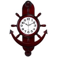 船舵挂钟静音创意地中海摇摆钟表现代客厅卧室简约大石英钟 2863古红色