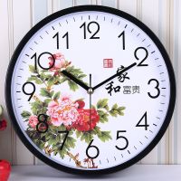 静音挂钟客厅办公现代创意钟表圆形时钟简约卡通挂表时尚石英钟表 33.5cm黑家和