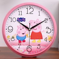 小猪佩奇静音挂钟表现代简约卡通时钟可爱卧室个性石英钟挂表 31cm粉佩琪