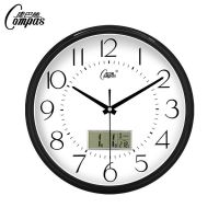 静音挂钟时尚挂钟卧室客厅办公现代时钟表简约创意石英钟表 黑色98日历款26cm 10英寸