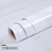 加厚大理石贴纸厨房台面柜餐桌翻新保护膜防水防油耐高温墙纸自粘 大理石爵士白：8001 【固定60厘米宽】10米长