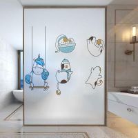 磨砂静电玻璃贴膜卫生间浴室卡通窗贴淋浴房窗户贴纸透光不透明贴 简约1 定制尺寸和图案联系客服