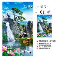 定制玻璃贴纸窗户客厅推拉门磨砂贴膜遮光防晒山水画卫生间防窥视 新款山水画1 80*150