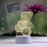 创意床头柜台灯ins女生宿舍少女心usb节能插电卧室小夜灯生日礼物 爱心熊 【一套】香薰灯USB暖光款