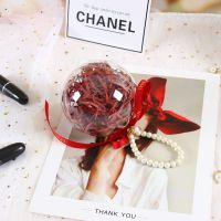 ins风口红香水包装礼盒闺蜜女友生日礼盒创意糖果礼盒伴手情人节 酒红色蝴蝶结+珍珠手串(送拉菲草) 直径16cm+灯串+