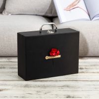 长方形礼物盒大小号口红相框可乐生日礼品盒伴手礼包装盒韩版抖音 黑色干花 拉菲草 贺卡 灯串 花束 6号35.5x27.5