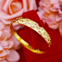 999越南沙金不掉色女款手镯光面镯子结婚首饰古法手环满天星 满天星手镯