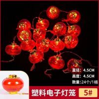 小红灯笼植绒小灯笼挂饰户外盆景灯笼中式节日喜庆结婚植绒球挂件 5#水晶灯笼[24/桶]带灯款