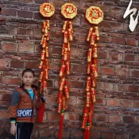 喜庆植绒烫彩金鞭炮挂件百福字串 新年过年挂饰春节家居装饰 均为一串的价格(如需一对请拍两条)