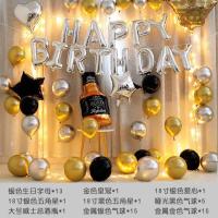 周岁生日快乐气球装饰品派对儿童男生女孩场景布置背景墙主题用品 奢华金银套餐 四件套+灯串+名字+桌飘2套