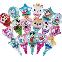 手持棒铝膜气球卡通儿童气球玩具生日派对布置微商地推小礼品气球 100个无铃铛20款随机混送大号气筒