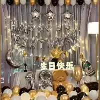 生日快乐派对男孩女孩男生生日派对用品背景墙生日快乐气球装饰 酒瓶彩灯生日定制套餐+10米彩灯
