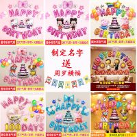 生日气球儿童生日场景布置宝宝百天宴周岁趴体派对装饰主题背景墙 任意款式+名字+年纪[发客服备注]