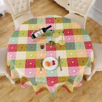 桌布防水防烫防油圆桌桌布圆形餐桌布田园塑料免洗圆桌布家用 四季花开 直径180厘米圆桌布