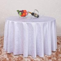 酒店大圆桌桌布布艺餐桌布餐厅方形圆形饭店家用方桌婚庆台布欧式 纯白勾花 圆3.8米拼接
