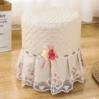 定做圆凳套罩梳妆凳套钢琴凳套方凳子套罩全包防滑加厚圆皮墩座套 金玉满堂米色 宽30*40厘米--高30厘米