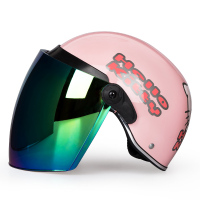 电动车头盔女可爱卡通轻便四季通用夏季防晒骑行半盔电瓶车安全帽 需要炫彩镜片联系客服备注