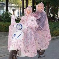 电动车雨衣摩托车雨披单人双人加大加厚男女亲子透明雨衣母子雨衣 双人带镜套-红心 5xl[加大-加厚]