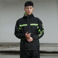 雨衣雨裤套装分体防水男女双层加厚摩托车电瓶车雨衣成人徒步骑行 冲锋衣款 黑色 M