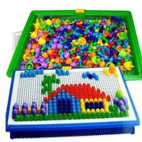 蘑菇钉拼插儿童益智拼图玩具宝宝男孩女孩拼装小孩积木生日礼物 1200粒+168粒数字字母钉 2框+2板+图纸