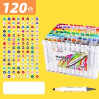 马克笔套装48色小学生24色36色双头三角杆12色彩绘画笔美术生专用 602-120色三角杆双头