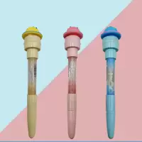 印章泡泡笔圆珠笔文艺少女心网红滚轮印章圆形印章可吹泡泡带灯光 星球印章泡泡笔(三支)