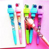 魔法泡泡笔灯光滚轮印章泡泡笔. 学生 公主儿童多功能网红少女3d 卡通人物6色6支