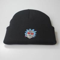 叼着烟刺绣帽子女新款百搭秋冬季男士帽瑞克莫蒂滑雪帽子男女通用 黑色 (可调节)适合55-60cm头围