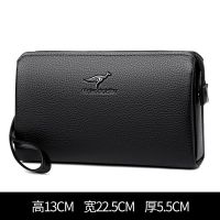 真皮质感密码锁手包商务男士手拿包大容量休闲手抓包钱包 升级版加手腕带黑色 A-1098