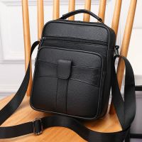 保证真皮男包牛皮斜挎包多隔层公文包韩版背包单肩包男士潮流包包 大号614:黑色