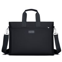 新款男包尼龙帆布商务手提公文包单肩包斜挎包背包休闲旅行包 黑色手提包黑色
