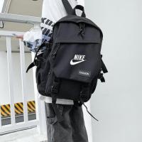 观摩 耐克韩背包男女高中学生校园书包2020新款运动旅游双肩包包 黑色 带挂件