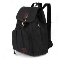 纯棉帆布双肩背包女生休闲背包旅游小号双肩包女式帆布背包布艺包 黑色