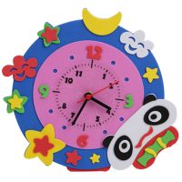 自制钟表diy材料幼儿园教具儿童手工粘贴制作亲子创意卡通立体贴 熊猫款钟表