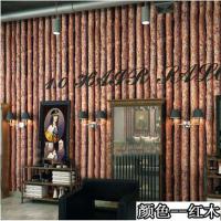 复古英文字母3d立体砖块木纹防水自粘墙纸餐厅饭店理发店个性贴纸 红木 60厘米宽*5米长