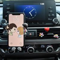 车载手机支架车用导航懒人支撑架车用汽车出风口用品可爱情侣卡通 两小无猜情侣款+爱心+小雏菊+彩虹