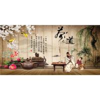 复古茶文化贴画茶道茶馆茶叶店餐厅饭店装饰画墙贴纸壁画海报自粘 1.25米*2.5米