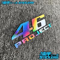 湾岸车贴镭射贴纸店46号罗西摩托车装饰贴头盔贴七彩幻彩防水贴画 30x15cm