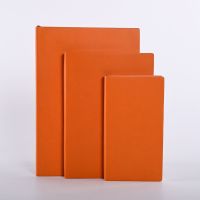 彩色羊巴皮面笔记本本子超加厚简约B5日记事手账本学生文具用品 A6+A5+B5橙色