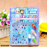 儿童指甲贴片指贴纸套装冰雪白雪公主卡通指甲贴闪粉发卡套装玩具 爱莎发卡+指甲油+指甲贴