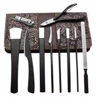 德国工艺修脚刀套装扬州三把刀皮老茧灰甲厚甲锰钢指甲刀家用 十件套[送龙纹包+磨刀石]
