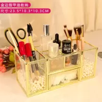 北欧ins化妆品指甲油收纳盒网红桌面置物架玻璃刷桶化妆盒口红盒 指甲油收纳盒
