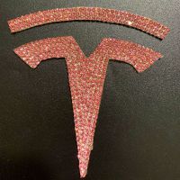 镶钻特斯拉MODEL3 X S方向盘水晶钻石装饰前后车标个性改装车贴钻 粉色 轮毂贴4件装